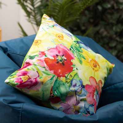Outdoor-Kissen mit Blumenmuster, Lindgrün