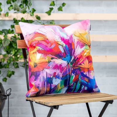 Pink Oil Painting Printed Outdoor Cushion lifestyle close up