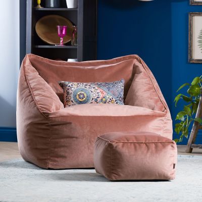 Natalia Armchair mit Fußhocker Samt-Sessel
