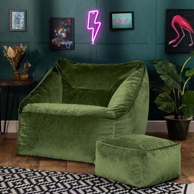Natalia Armchair mit Fußhocker Samt-Sessel