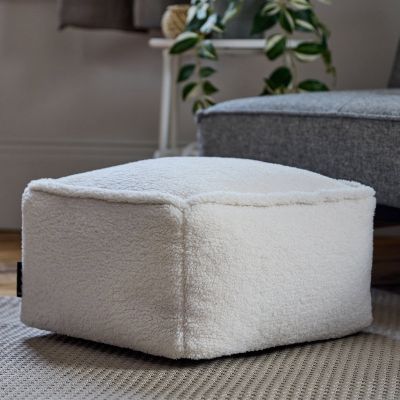 Borg-Fußhocker icon Amara mit Sitzsackfüllung, naturfarben