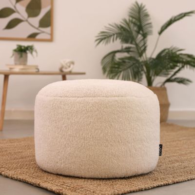 Iggy Borg-Fleece Fußhocker – Natur